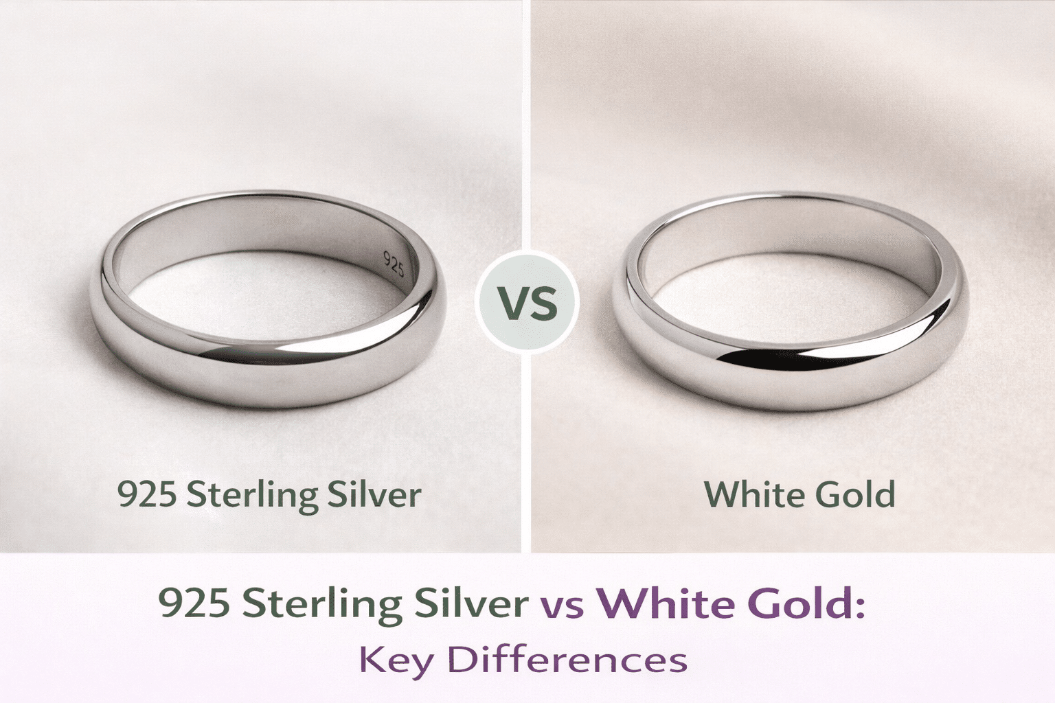 925 Sterling Silver vs White Gold Key Differences