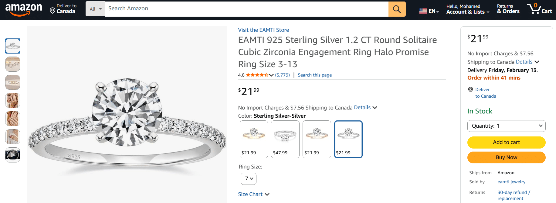 925 sterling silver cubic zirconia engagement ring with round solitaire center stone and pavé band, halo promise ring for women.